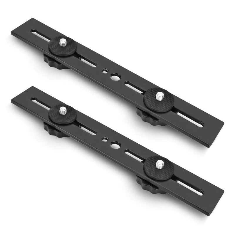 UTEBIT 8 inch Flash Bracket, Dual Camera Mount Extension Bar with 1/4 Screw Hot Shoe, Straight Flash Bracket Tripod Mount for DSLR Camera LED Light Studio Video Microphone, 2Packs - Image 1